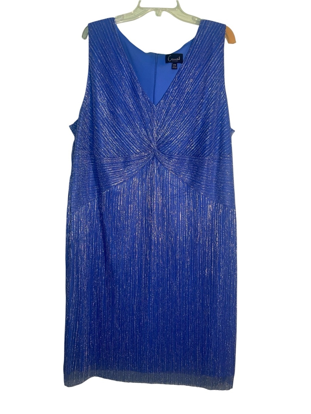 Connected Apparel, Metallic, v-neck, twist front dress. 22W GUC - Picture 6 of 10